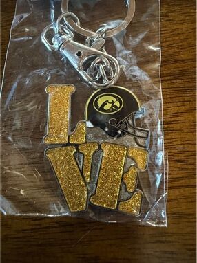 Iowa Hawkeyes Love Glitter Keychain NCAA Fan Accessory